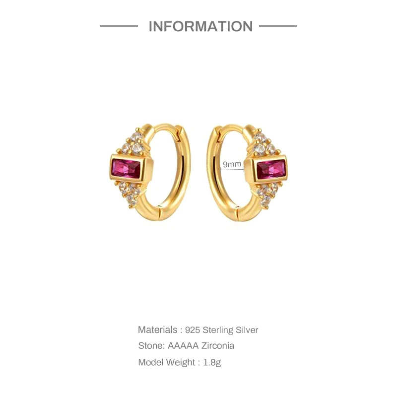 Gem Red CANNER Green Earrings Sier Earring For Women Hoop Earrings Gold Hie Wedding Party Jewelry Gift Kolczyki smile