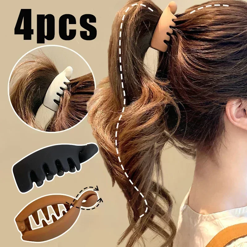 Claw Clips Twist Korean Solid Color Simple Design High Ponytail Styling Tool Hair Accessories Crab Hairgrip For Women ddmysmile Headwear Smile