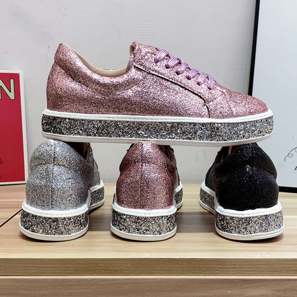 Ddmysports Spring And Autumn New Sequin Lace Up Sports For Large Women S Shoes OUTDOOR