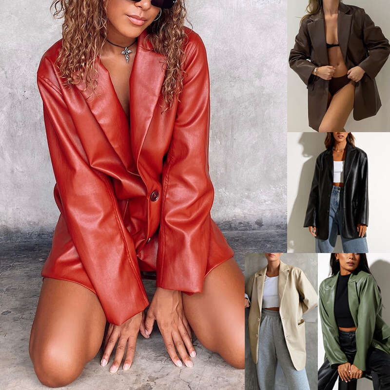 shanshi leather jacket women Women's Autumn/Winter New Leather Casual Warm Suit Jacket for Women