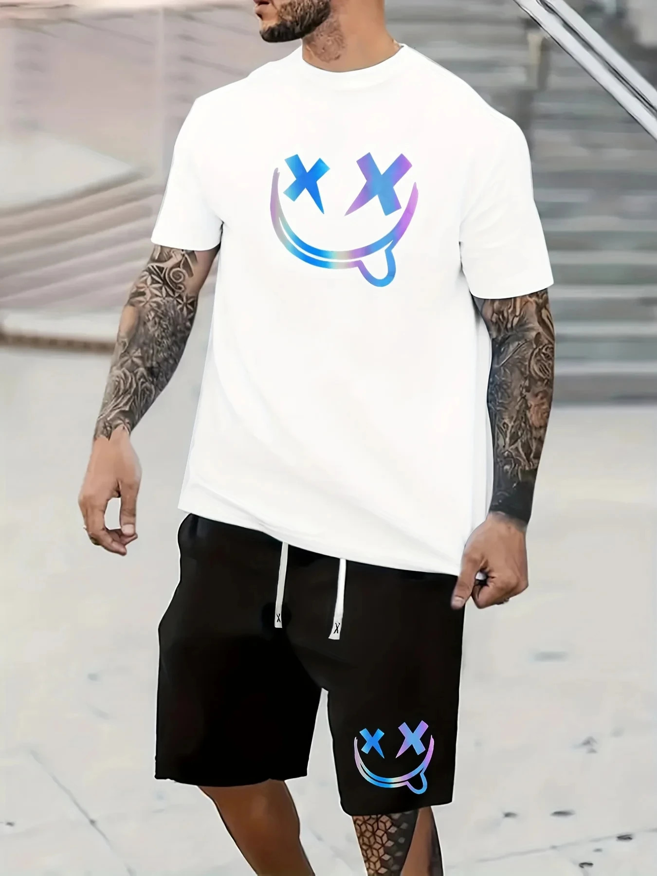 Fashion Men TShirts Shorts Outfits 3D Printed Sports Tracksuit Set 2 Piece Summer Oversized Man Clothing Casual Streetwear 240409