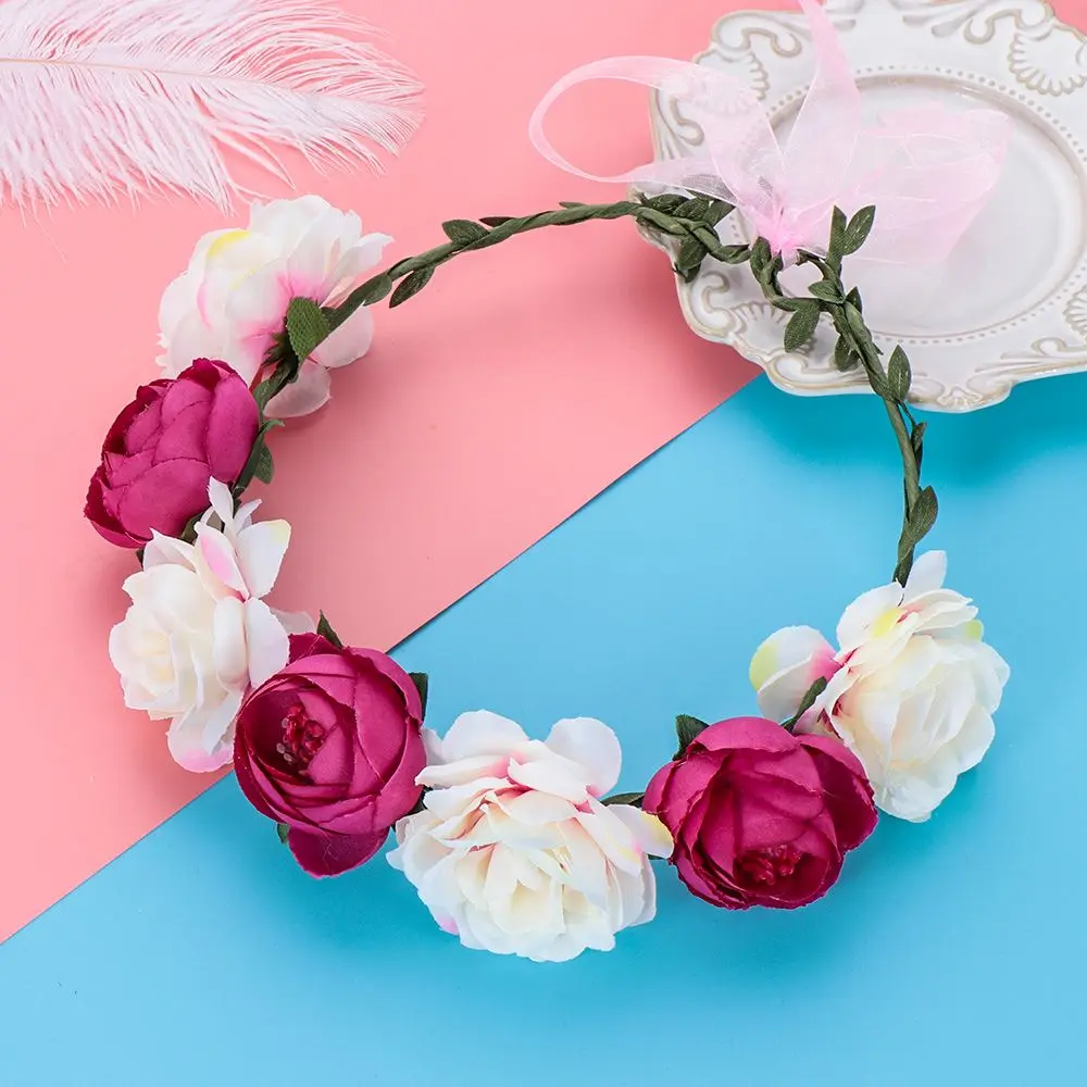 Bohemia Women Flower Wedding Crown Headbands Hair Wreath Bridal Garland Festivals Hair Accessories Photo Props Party Headwear smile