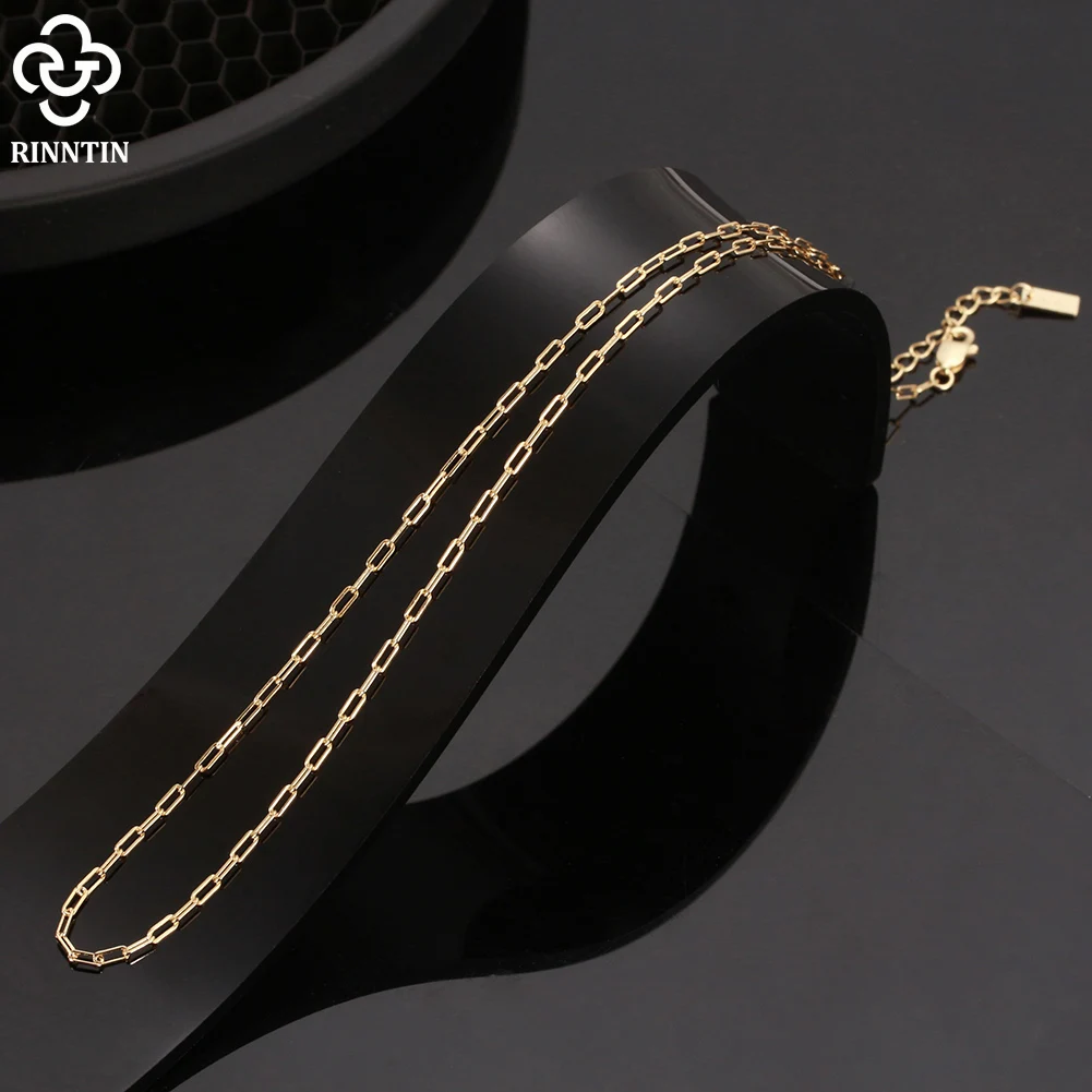 Sterling Sier Rinntin Italian 1.8x4.2mm Paperclip Chain Necklace for Women Dainty Basic Neck Chain Jewelry Gift SC64 smile