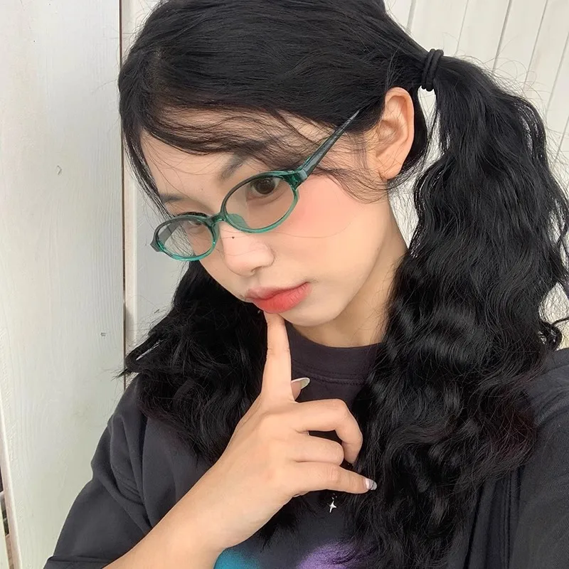 e Oval Women Glasses Y K Retro Japanese and Korean Girls Red Green Frame Glass Eyewear Decorative Computer Anti blue Eyeglasses