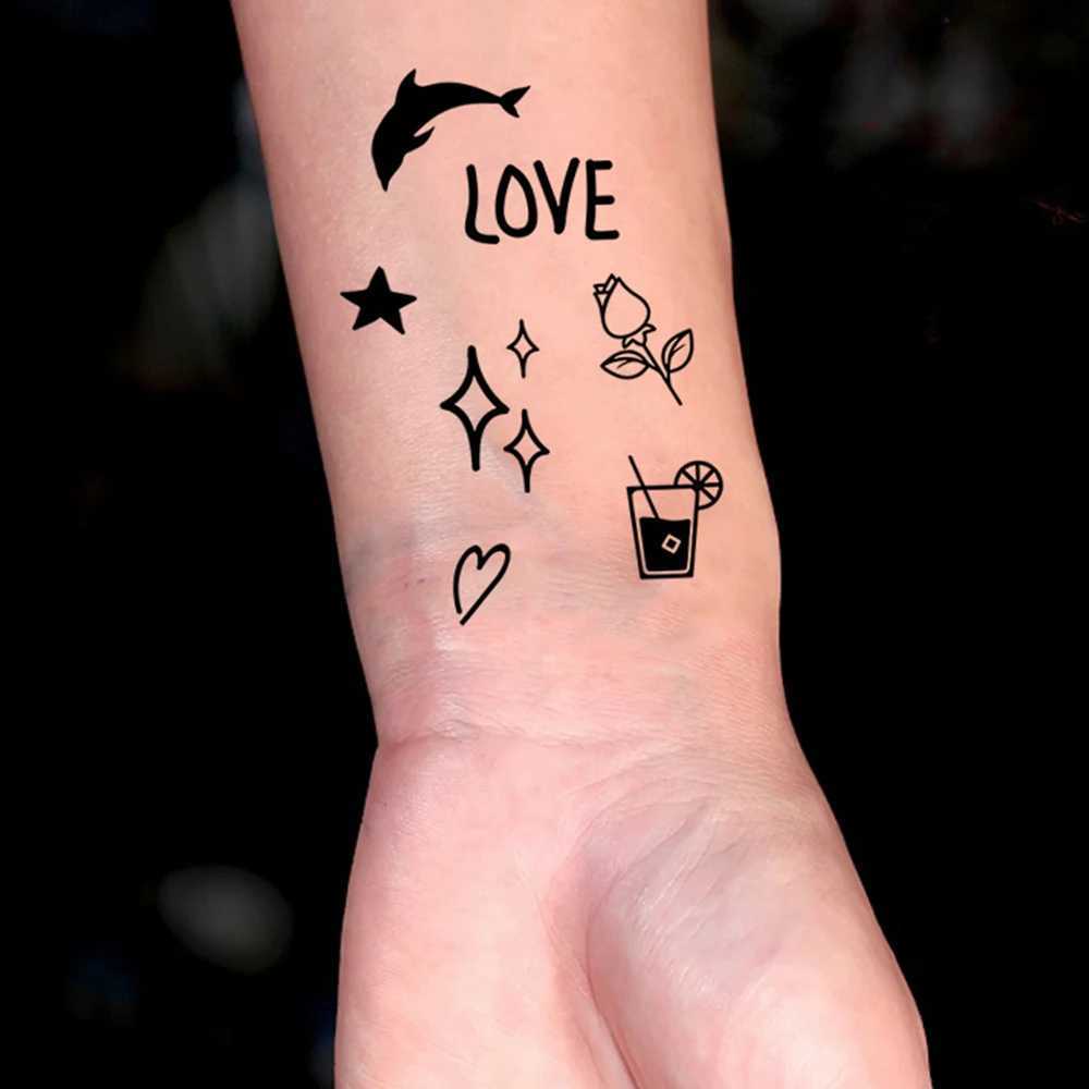 10 waterproof temporary tattoo stickers dark symbols emoticons flower skeletons body art arms fake tattoos womens necks hands W241109