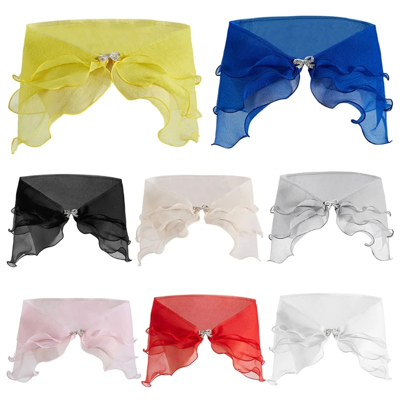 new Women Layered Gauze Shawl Shrug for rhinestone Buckle 2025 Wedding Bolero Cap