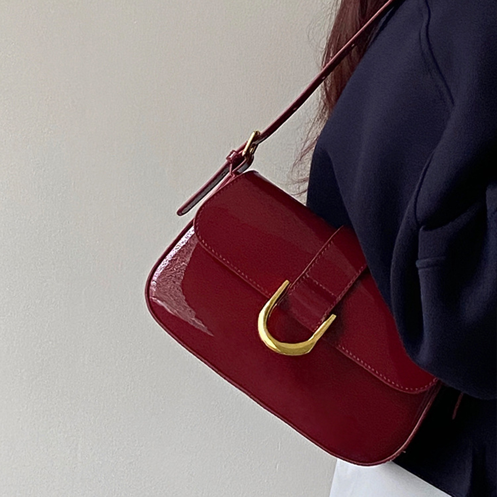 2023 New Women Patent Leather Crossbody Bags Fashion Retro Small Square Bags Casual Solid Color Underarm Bag Ladies Handbag Tote