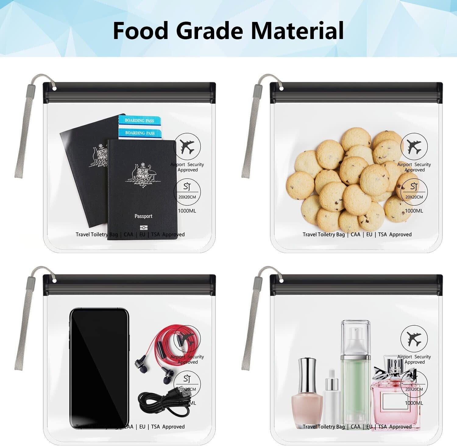 Cosmetic Lage 1PC Clear Bags Travel Use Leakproof Flight Make Up Waterproof for Women Reusable Airport Security Toiletry Bag smile