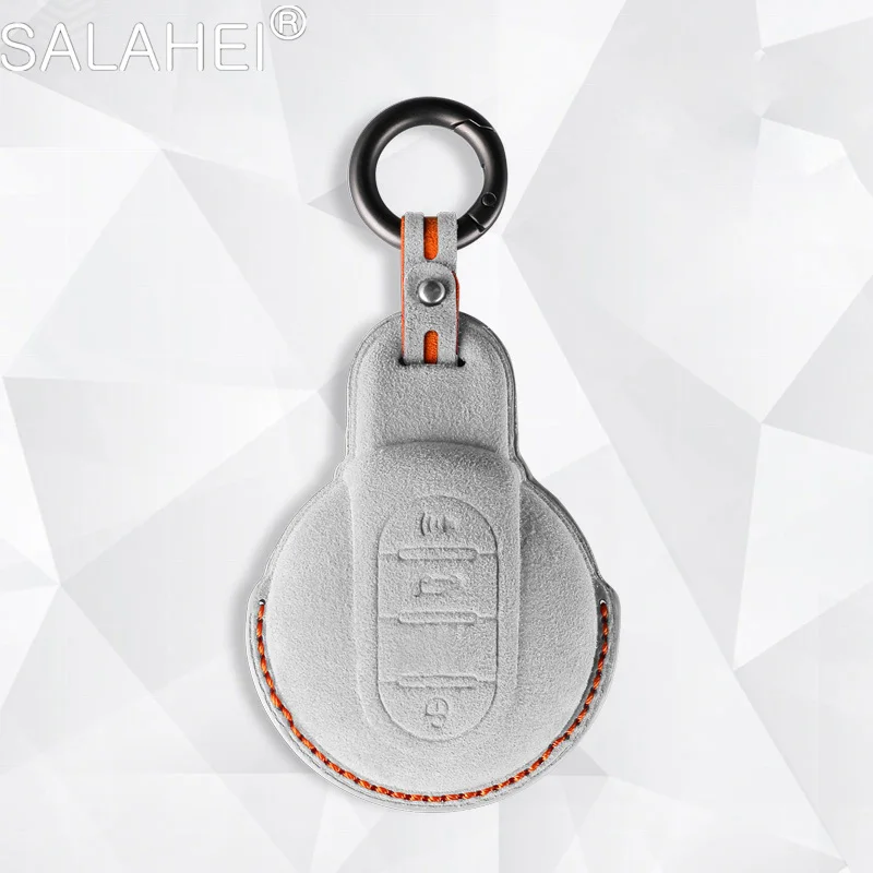 Car Key ddmysmile Case Suede Cover Shell Bag For Mini Cooper R56 ONE JCW F54 F55 F56 F57 F60 R58 R59 Mini Countryman Clubman Accessory Smile
