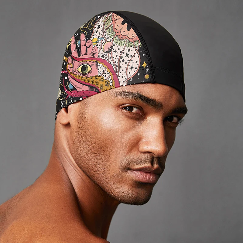 Swimming Caps Unisex Big Size Abstract Swimming Cap Hats Accessories For Man Women Youngs Waterproof Fishtail