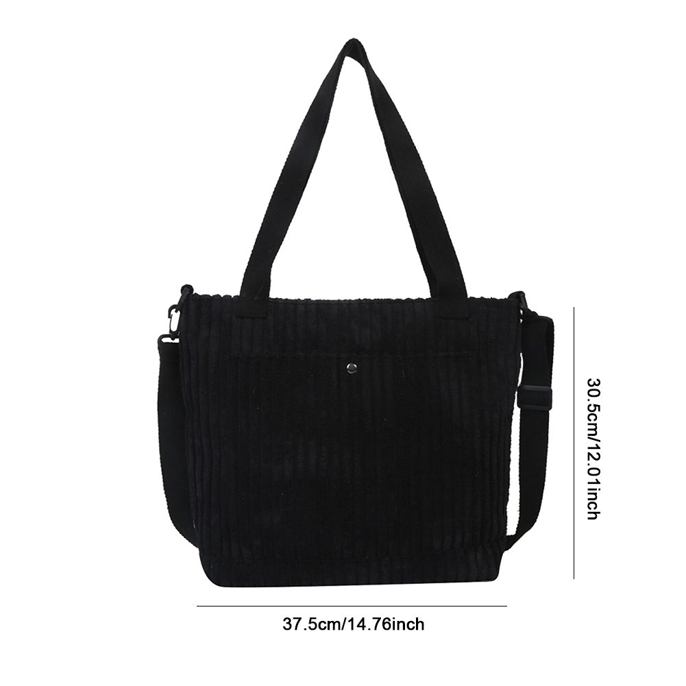 Solid Soft Corduroy Handbags for Women Winter Shoulder Side Bag Vintage Large Capacity Shopper Shopping Bags Zipper Totes