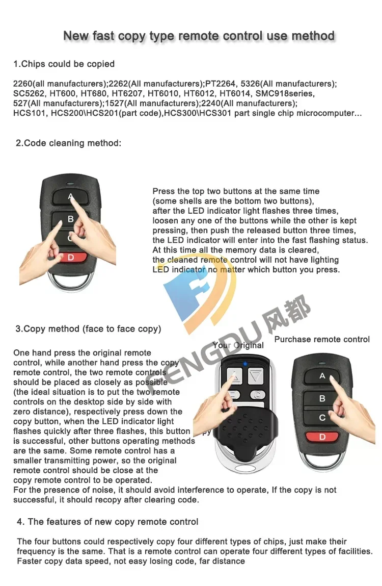 Universal Garage new Door Control 433mhz Remote Control For 2025 Gate fixed code Duplicator 2PCS/4PCS with Wholesale price