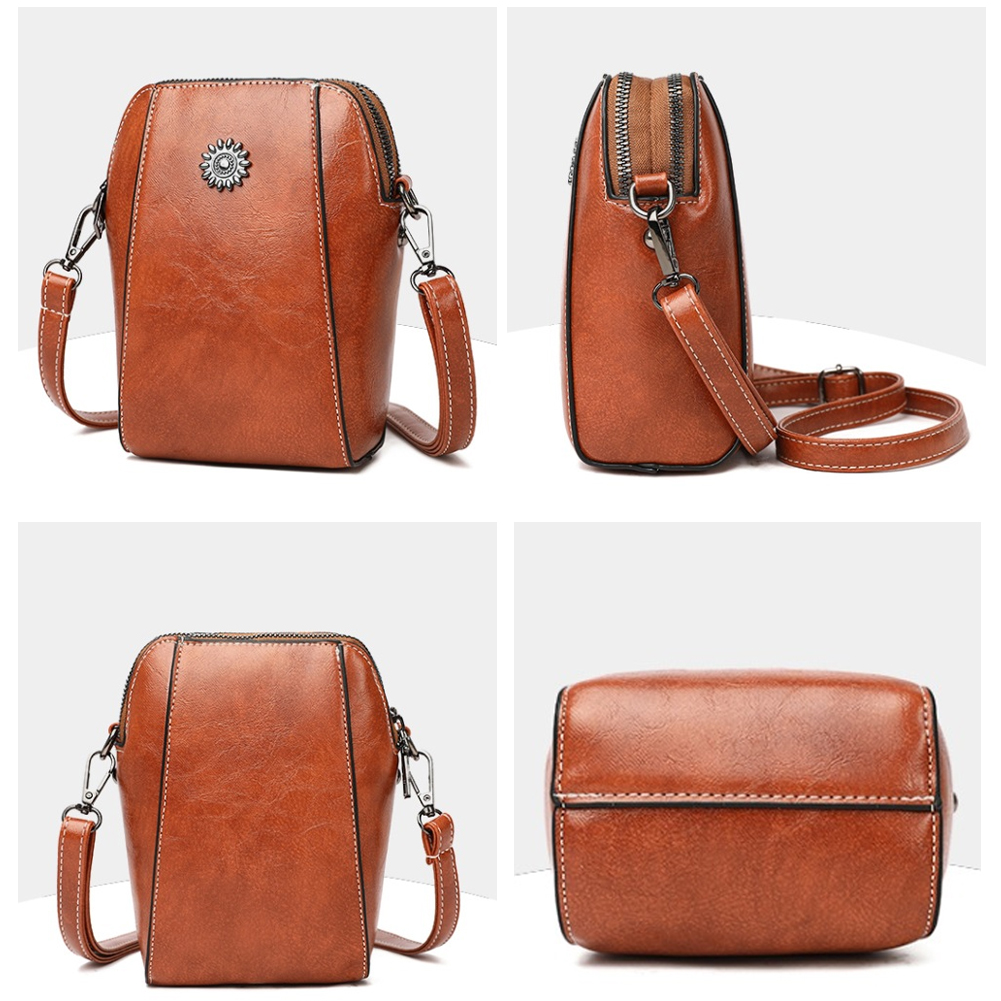 Women's Leather Bag Crossbody Cell Phone Bag Single Shoulder Messenger Purse Large Capacity Casual Crossbody Small Bag
