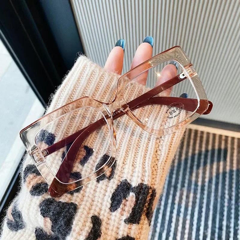 Oversized Eyeglasses Frames For Women Men Trendy Classic Square Transparent Computer Glasses Anti Blue Light Clear Lens Eyewear
