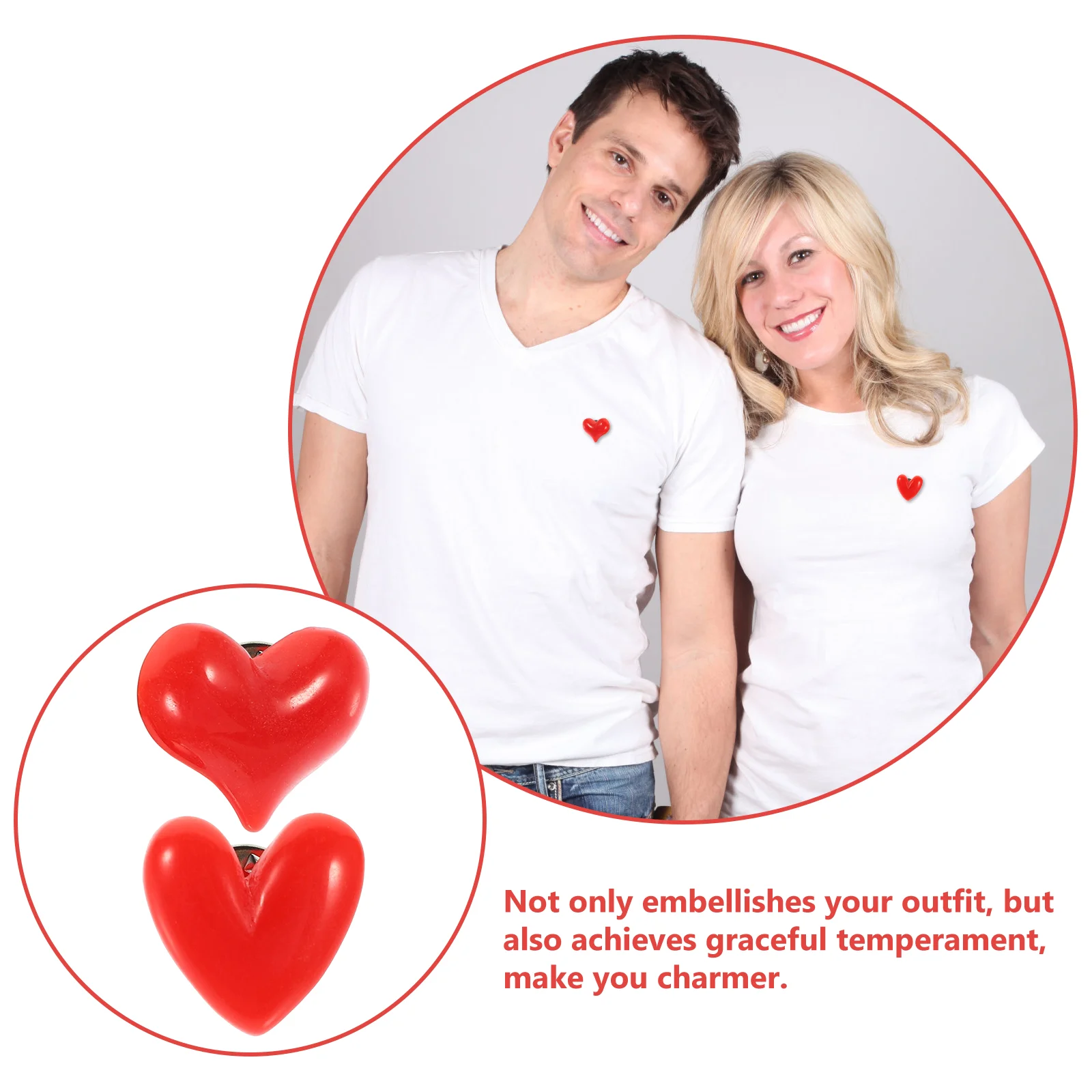 Red 12 ddmysmile Heart Pcs Brooch Pin Scarf Badge Decorative Resin Women Clothes Miss Cap Decorations Smile