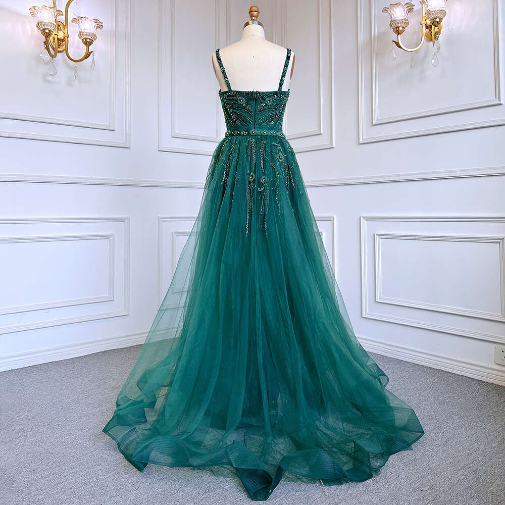 Skirt Customizedgreen Detachable Sexy Spaghetti Straps Mermaid Elegant Beaded Evening Dresses Gowns Party La71363