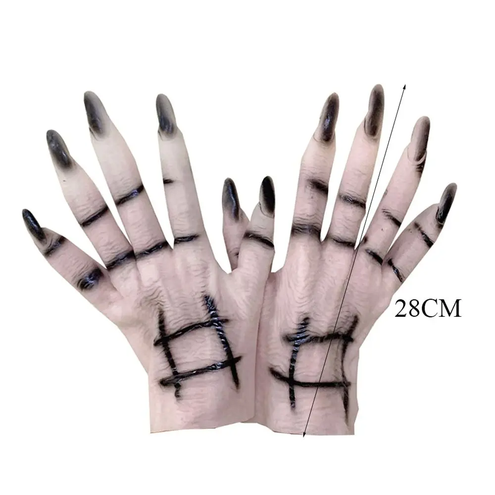 Cool Halloween Gothic Long Nails Gloves Funny Festival Witch Cosplay Costume Party Scary Props new 2025 Rubber Mittens Gloves With Claws