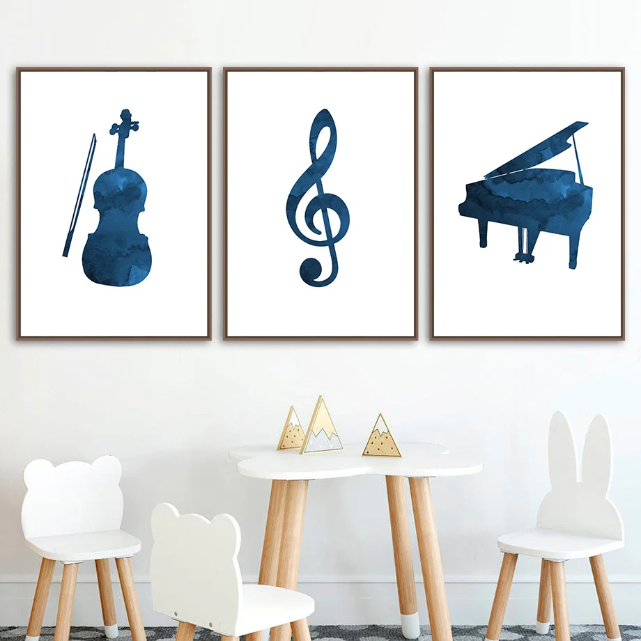 Piano Cello Saxophone Guitar Musical Instrument Wall Art Nordic Posters And Prints Canvas Painting Pictures Baby Kids Room Decor
