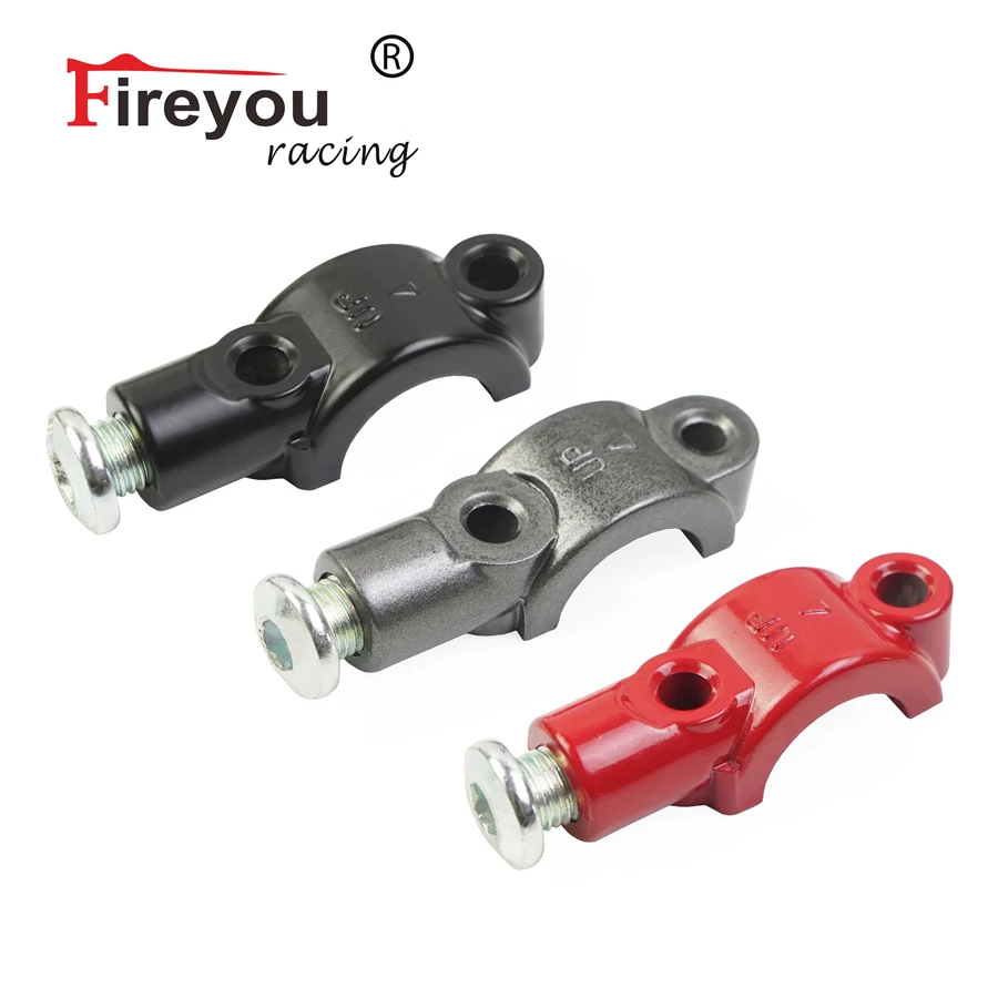 22mm Mirror 7/8" Lever Holder for Motorcycle Bike Brake Pump Fixing Seat M8 M10 Mirror Base Support Universal Red Black Grey smile 7/8"