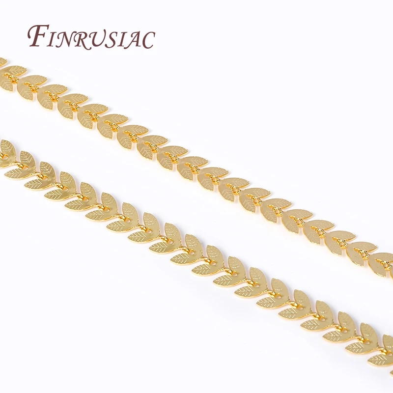 Brass Metal Plated Gold Leaf Chains For Earrings Necklace Accessories High Quality Jewelry Chains DIY Jewelry Findings smile