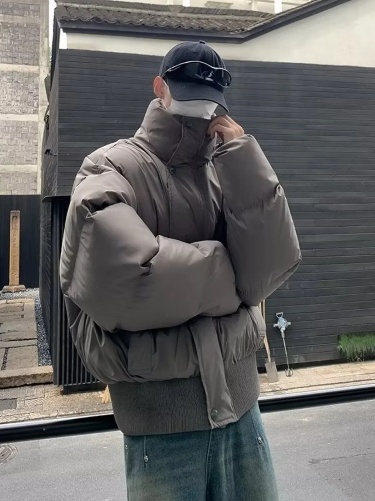 mens winter jacket streetwear inflatable jacket mens solid color padded jacket mens warm wool coat Parka coat mens A17 241108