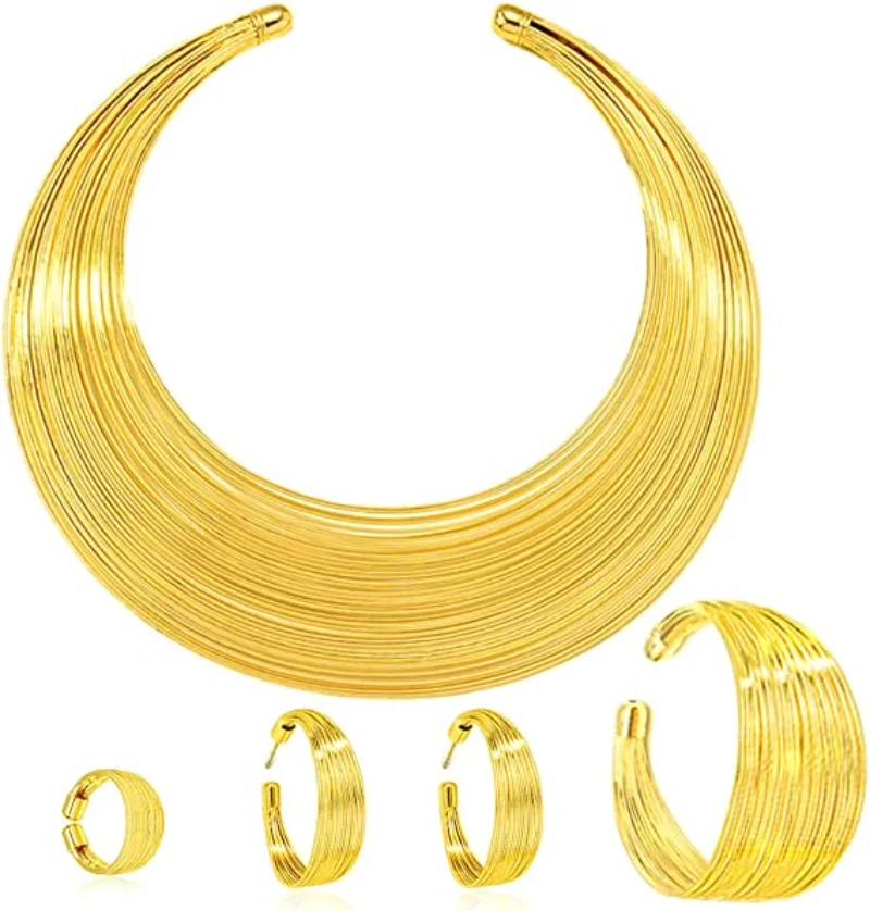 Circle Liffly Nigerian Bridal Necklace Earrings Bracelet Ring Jewelry Set Conjunto Collar Pendiente Banquet Engagement Gift smile