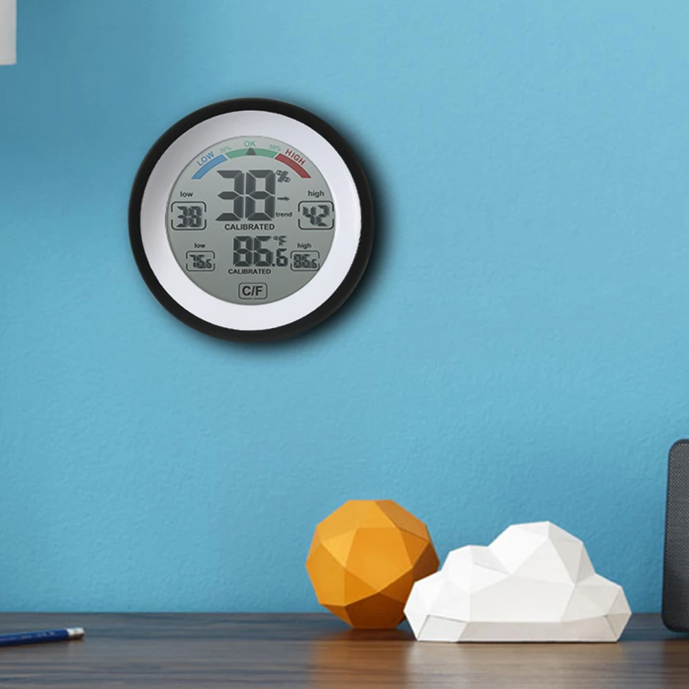 Thermometer °C/°F Hygrometer Digital Temperature Humidity Meter Max Min Value Trend Display smile °C/°F