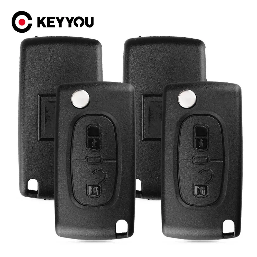 For CE0536/0523 KEYYOU HU83 Peugeot 107 207 307 308 407 408 Parer For Citroen C3 C4 C5 C6 Berlingo Picasso Xsara Car Key Shell smile