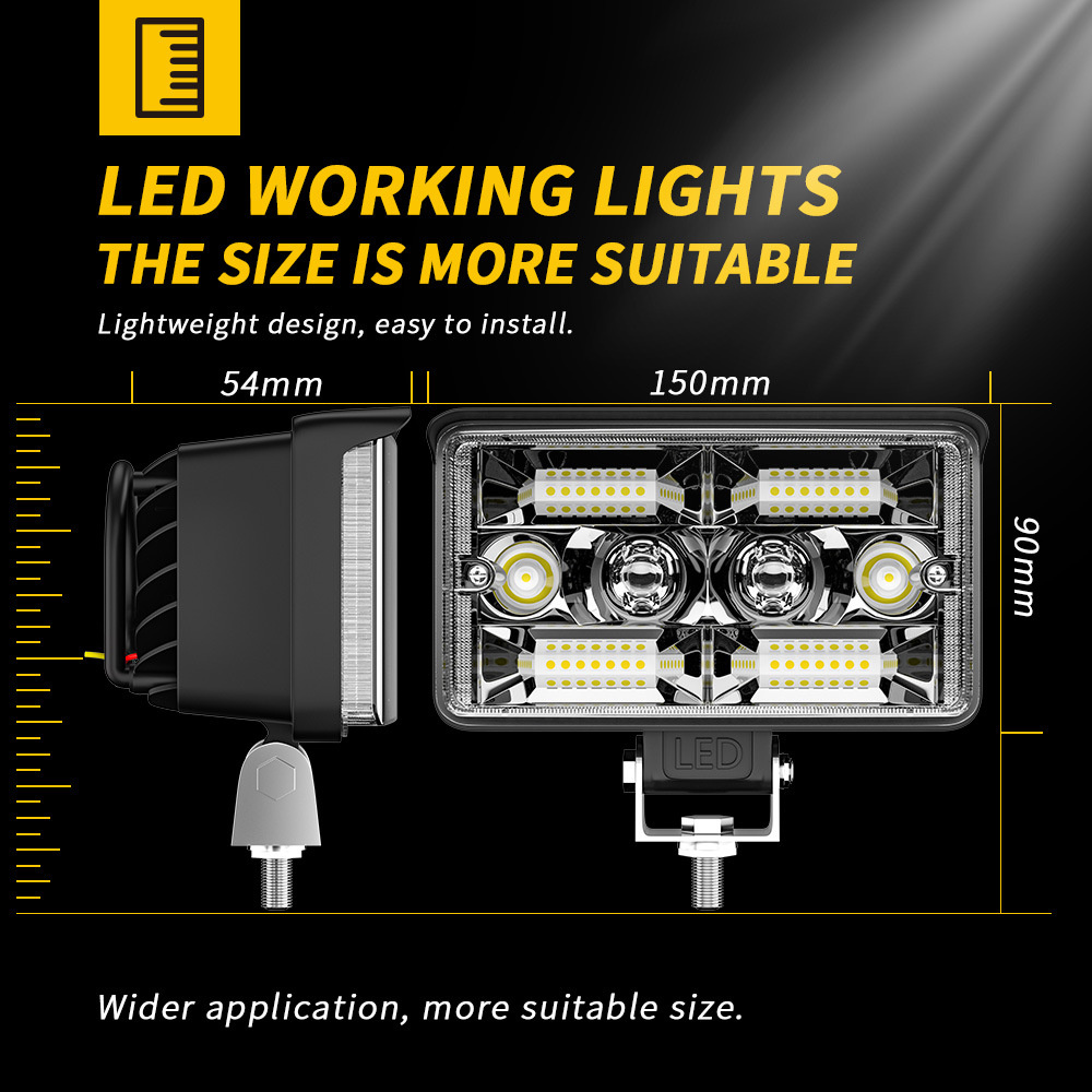 Work Car Light Led Bar Unlimited LED Flood Work Lamp With Amber Ambient Light for Jeep ATV SUV Truck Tractor Boat smile