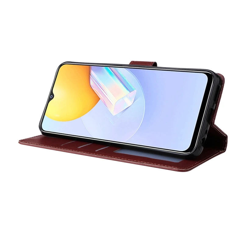 Flip Wallet Frosted Magnetic Leather Case For VIVO S12 V23 Y95 Y91c Y76s Y53 Y50 Y33s Y21s Y20s Y20i Y17 Y15a Y12s Y11 Y10 Y3 smile