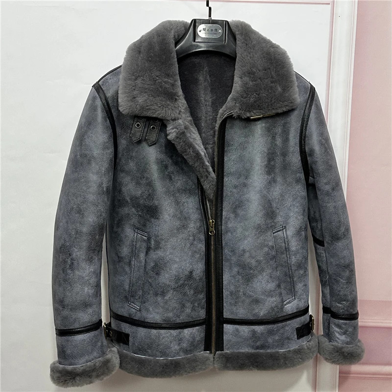 Sheepskin coat mens winter jacket Sheepskin coat mens B3 flight suit motorcycle jacket Casacas Para Hombre Inviernno F 241108