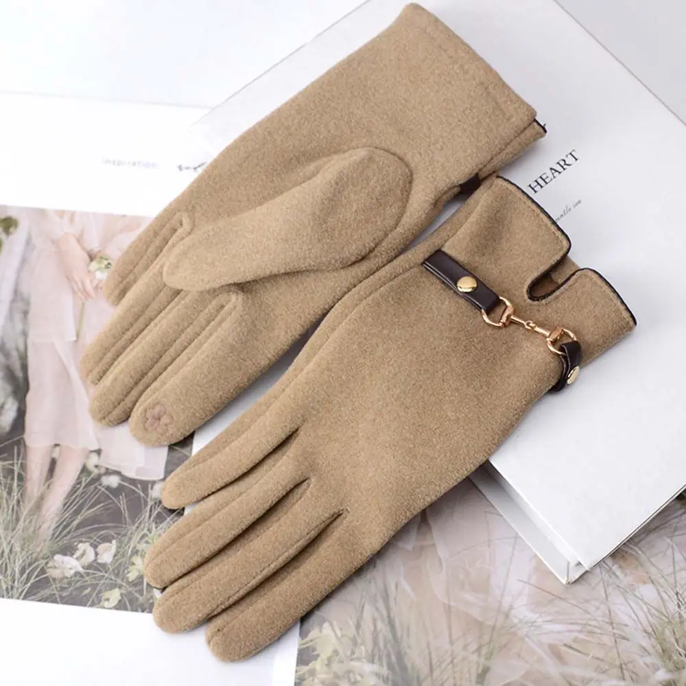 Thick Plus Veet Soft Women Elastic Pure Color Touch Screen Gloves Female Gloves Driving Gloves German Veet Mittens smile