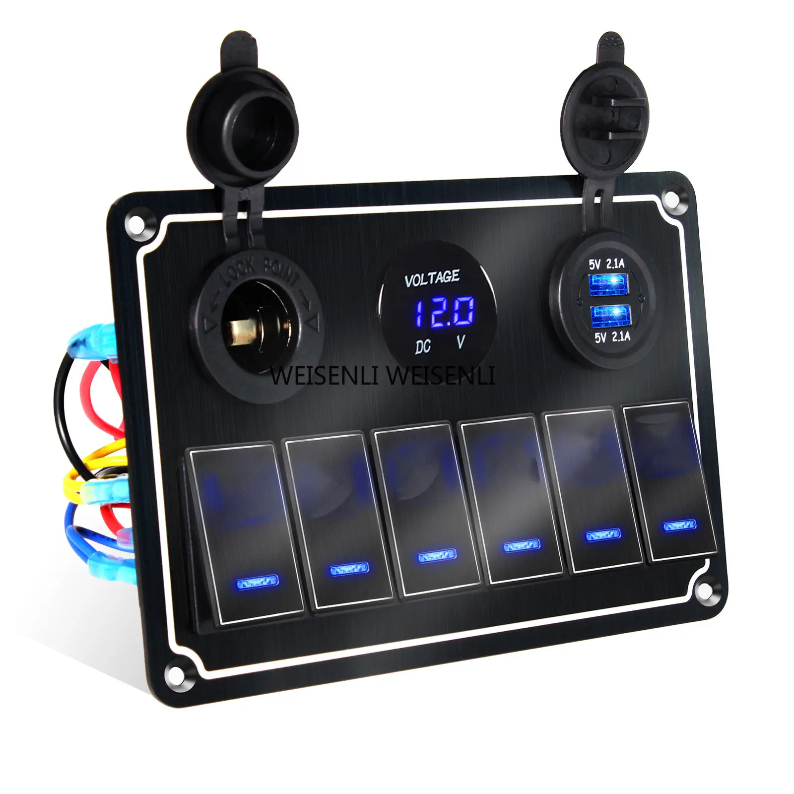 8 Gang Rocker Switch Panel For Car Boat Marine 12V 24V Waterproof On-Off Circuit Breakers With Fuse Panel Switch With Sticker