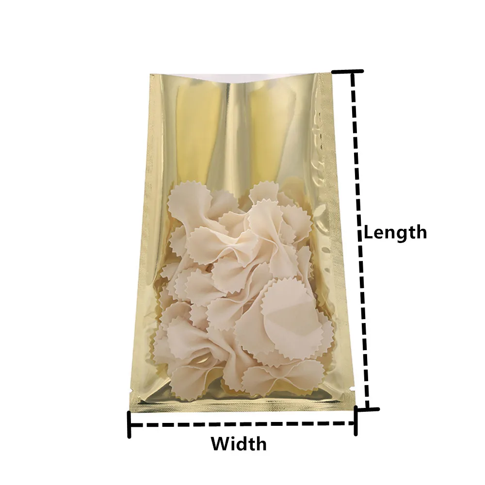 Inner Plating 100Pcs Gold Aluminum Bags With Transparent Front Heat Seal Mylar Foil Plastic Flat Pouches ddmysmile Food Powder Packing-Bag Smile