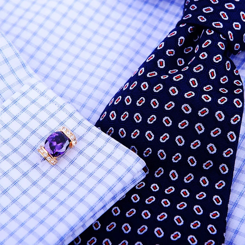 KFLK Jewelry Fashion Shirt Cufflinks Womens Cufflinks Button Purple Crystal Cufflinks High Quality Gold Customers 241108