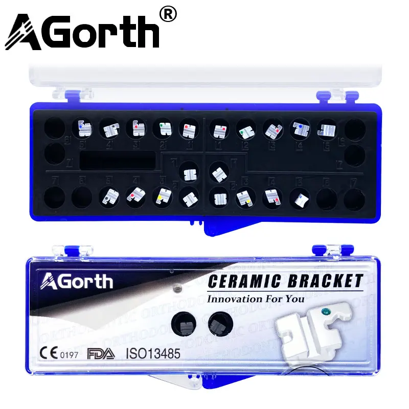 20Pcs/Kit Dental Orthodontic Ceramic Brackets Roth/MBT Standard Monoblock Type 022 345 Hooks Orthodontia Braces Dentistry Tools