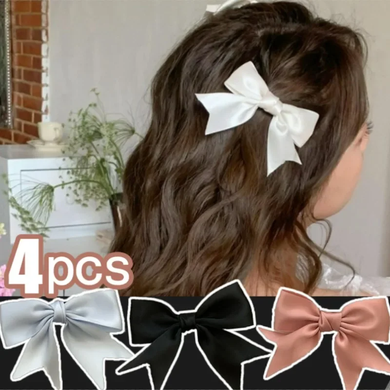 Bowknot Clip ddmysmile Satin Hair For Girl Lolita Bow Barrette Ballet Styling Solid Hairpin Korean Headwear Headband Hair Accessories Smile