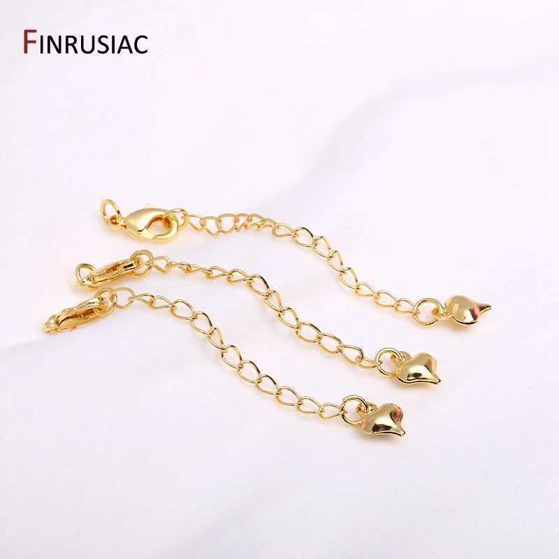 18K gold-plated 60mm bracelet tail extension chain brass metal heart extension chain for jewelry making DIY jewelry accessories W241109