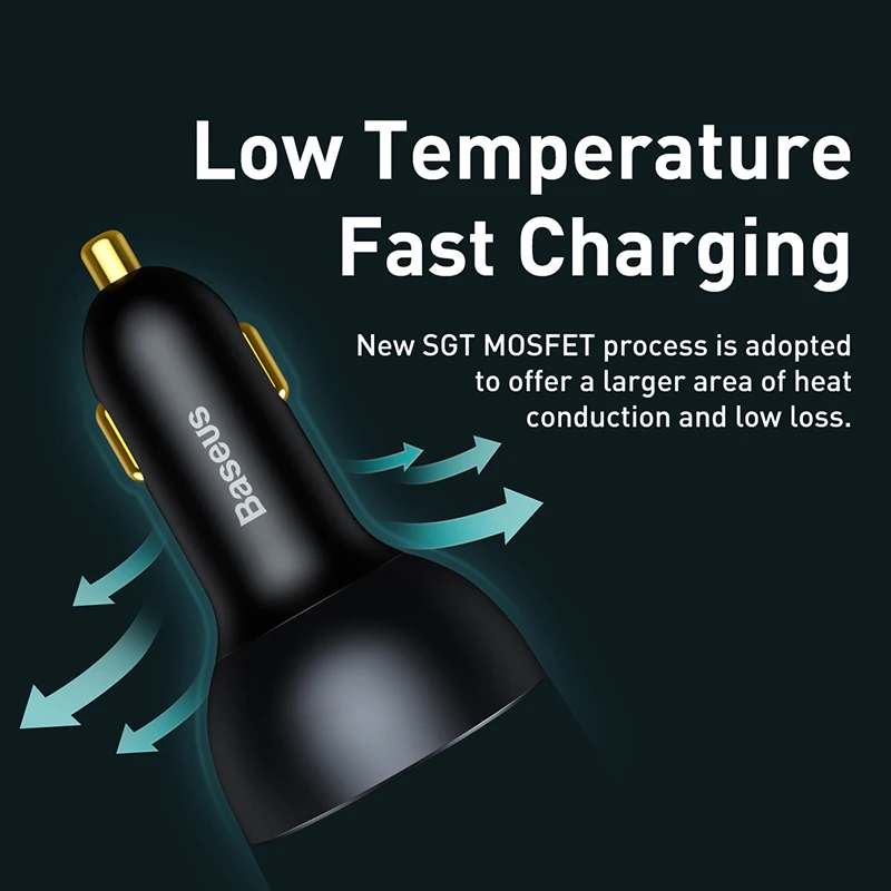 Baseus 160W Car Charger 2025 QC 5.0 Quick Charge With USB Dual Type C For IPhone 15 new 14 13 12 Pro Laptops Tablets Car Phone Charger