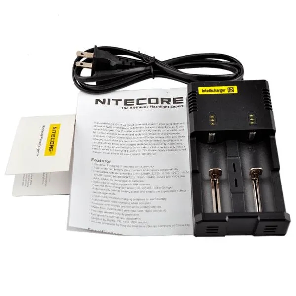 Original Nitecore I2 Charger Digicharger Battery Intelligent 2 Dual Slots Charge for IMR 14500 18650 26650 20700 21700 Universal Li-ion Battery Charge