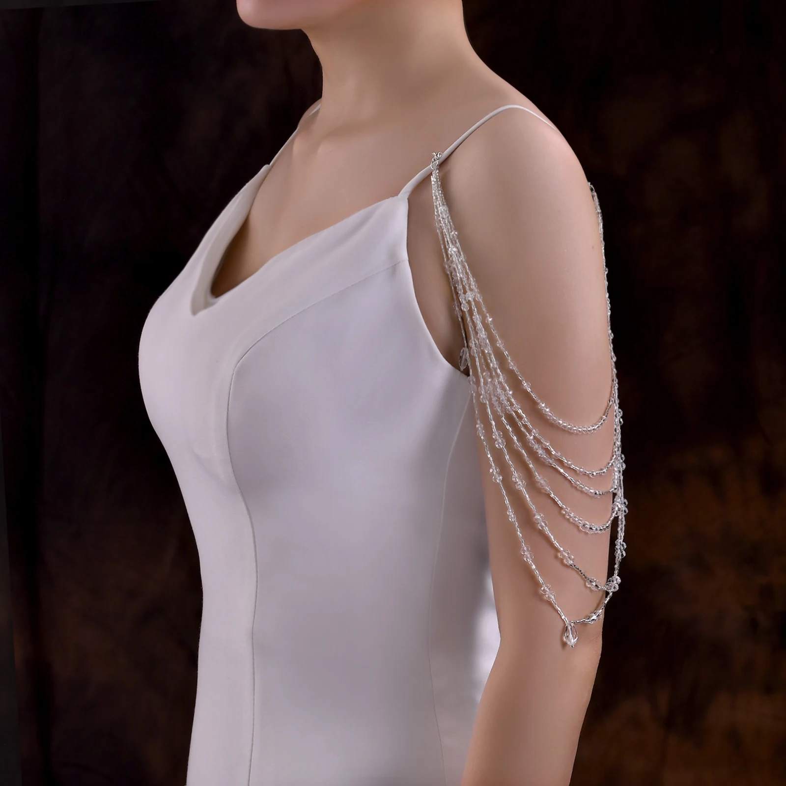 Wraps SG04 with Bridal Rhinestones Bracelet Crystal Beaded Bolero Back Jewelry Body Chain Women Accessories Off Shoulder smile