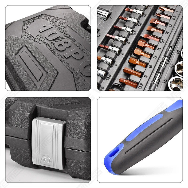 Mechanics Tool Set Socket Wrench Set,Auto Repair Hand Tool Kit Wrench Tool Box Set with Plastic Storage Case