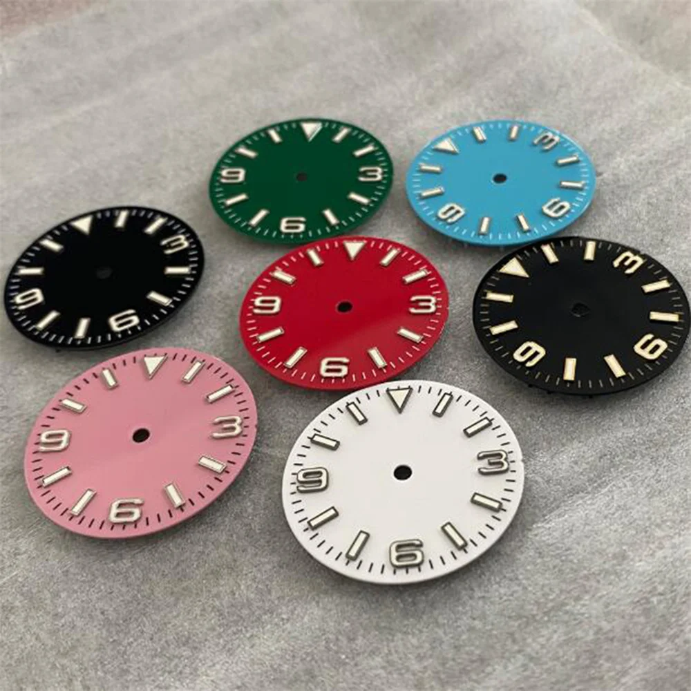 New NH35 Dial 28.5mm Green Luminous 369 Numerals Watch Dial for NH35 NH36 4R 7S Movement Mechanical Watch Faces Parts