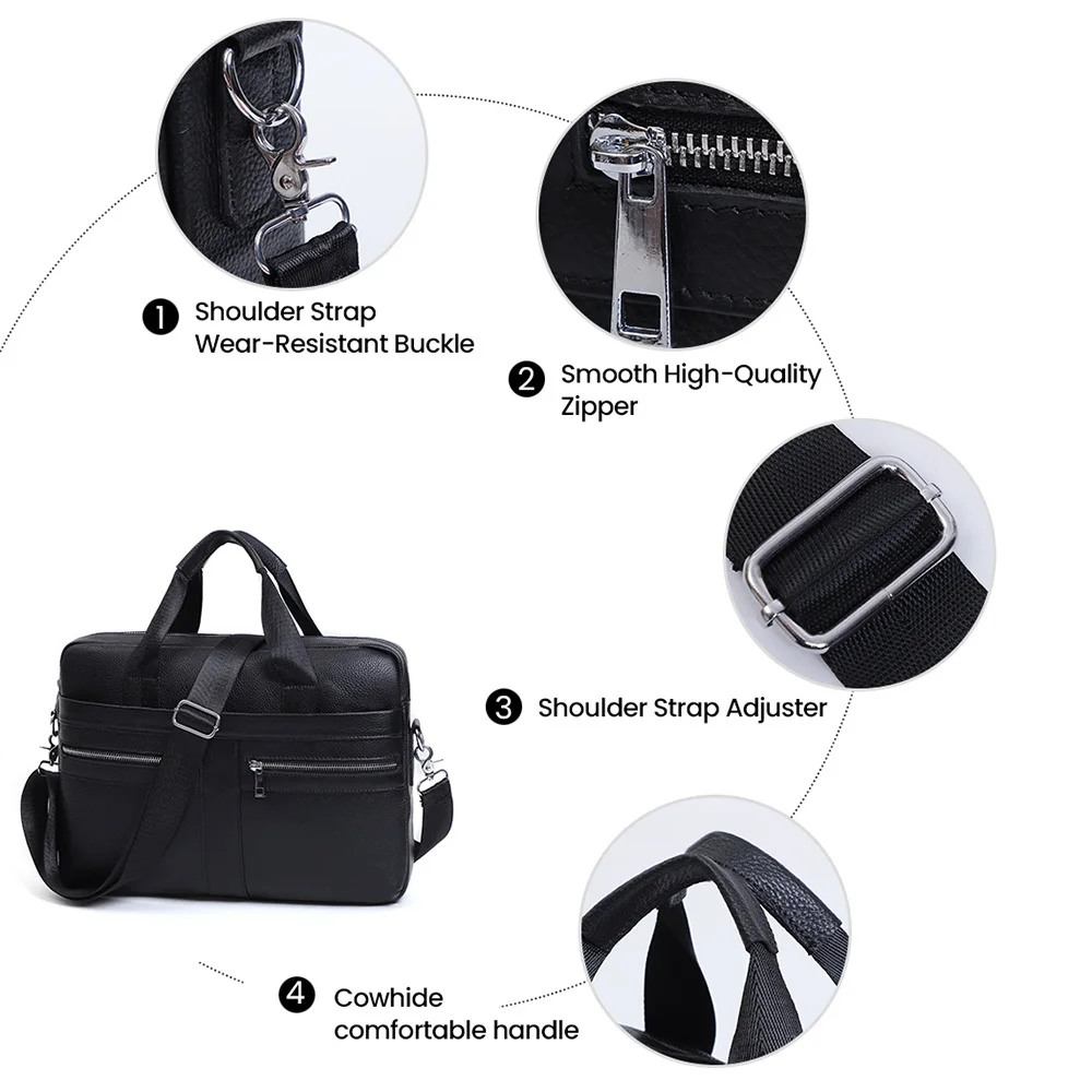 Briefcase Men's Genuine Leather Male 15.6" Laptop Casual Messenger Shoulder Bags Bag Documents High Quality smile 15.6"