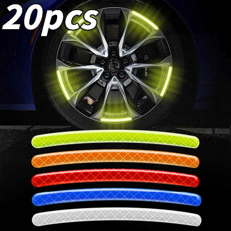 Car Motorcycle Wheel 20Pcs Hub Reflective Stickers Cars Decorative Stripe Tape Stickers Car Decal Auto Exterior Accessories smile