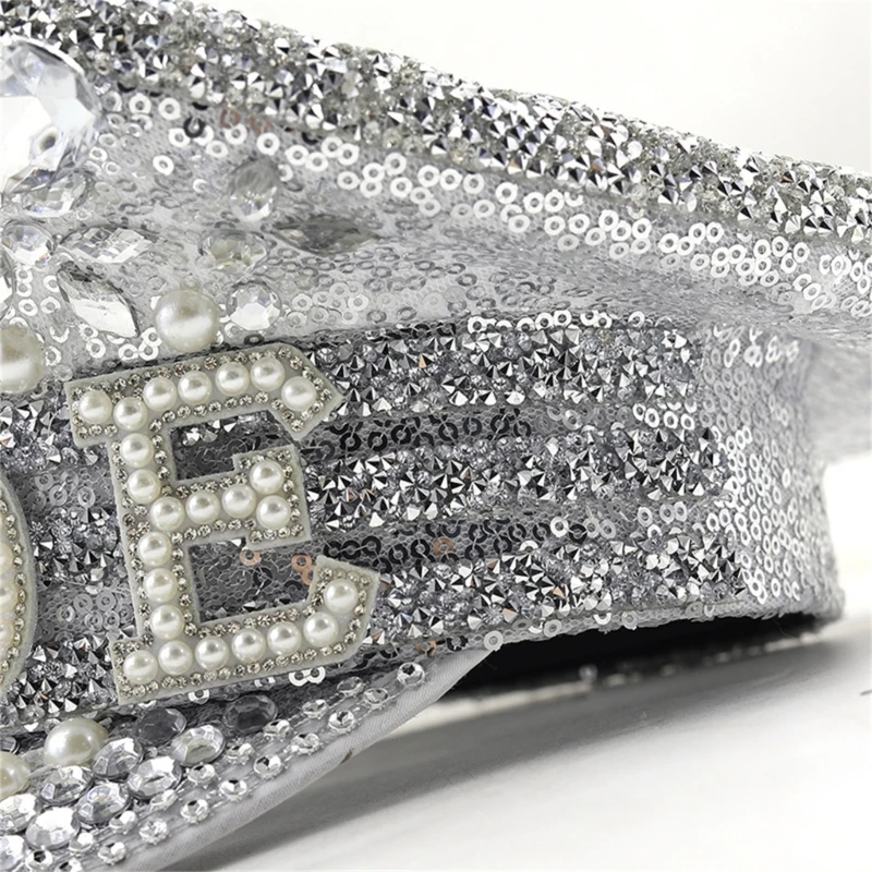 Bride Hat Handmade B36d Heavy Rhinestones Sequins Pearls Captain ddmysmile Hat Wedding Photo Smile