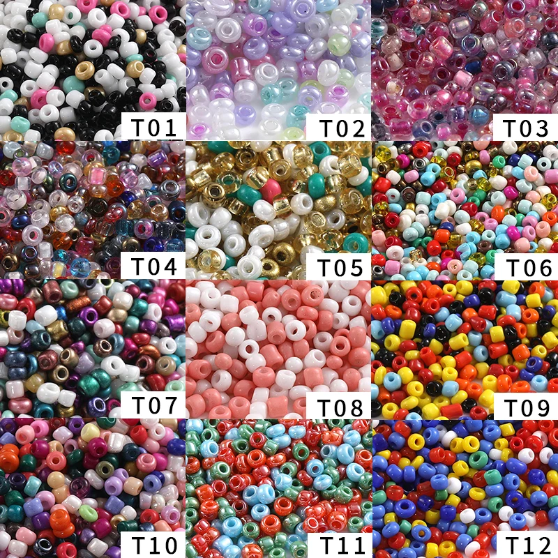 8/0 Mixed color Small Glass Round Seed Beads For Diy Bracelet Necklaces Craft Jewelry Making Supplies Pink White Set