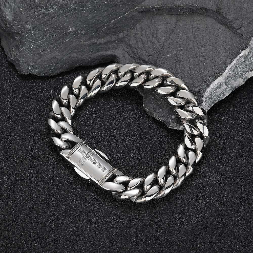 hot selg 12mm cuban chain miami micro inlaid spring buckle personalized head trendy bracelet