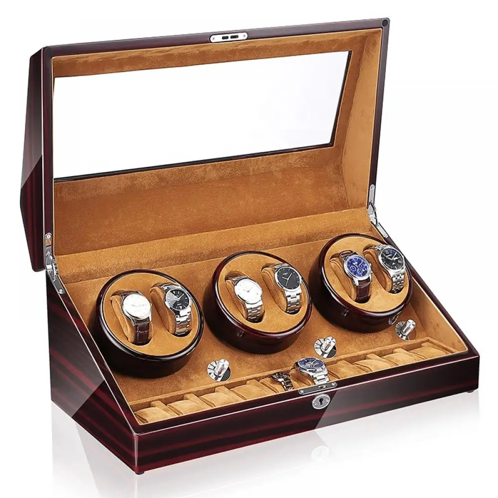 6+7 Luxury Watch Winder with Lock 13 Slot Fashionable Watches Display Box That Rotatable Mechanical Watch Household Watch Box
