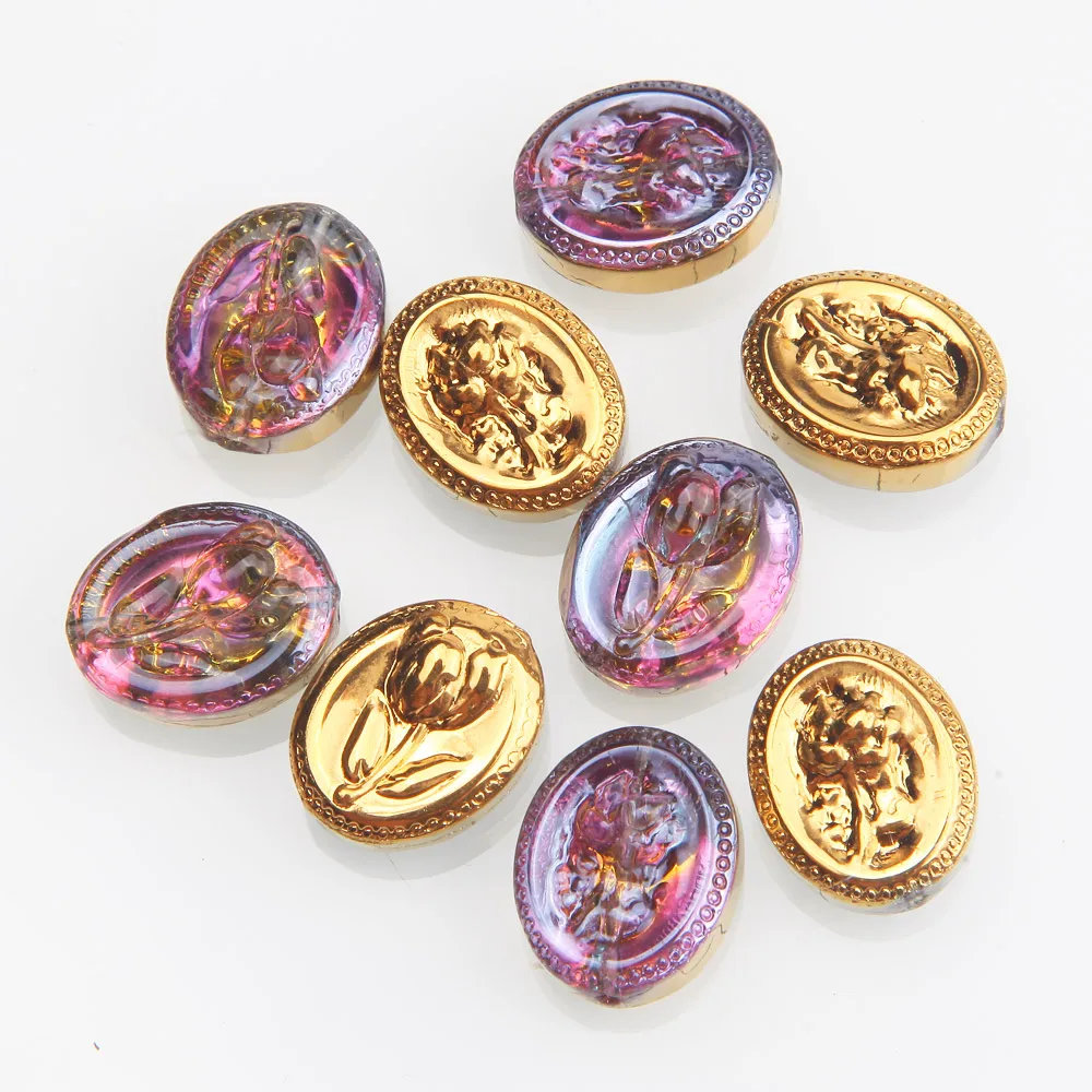 Roses Tulip Oval 20pcs Flower Beads AB Color Bead Charms for Jewelry Making Bracelet Necklace DIY Handmade Findings 15*19mm smile 15*19mm